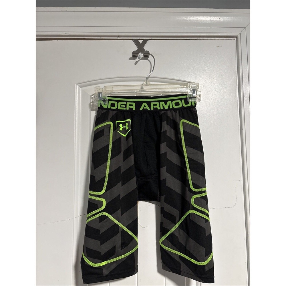 Under Armour Men's Padded Athletic Compression Shorts Sz. Small Black/Neon